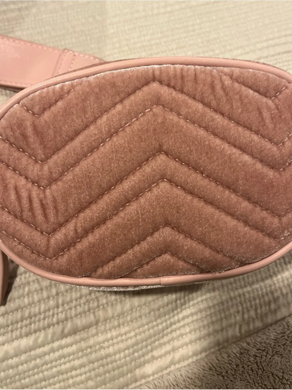 Shiraleah Blush Pink Quilted Velvet Belt Bag